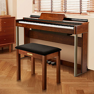 Donner DKB 10 Keyboard Bench with Large Storage, Burly Wood